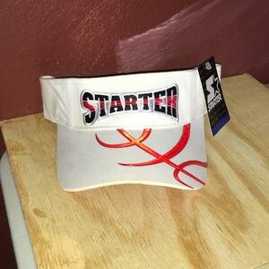 Vintage Starter White Visor with Red basketball Design brand new with tags Y2K